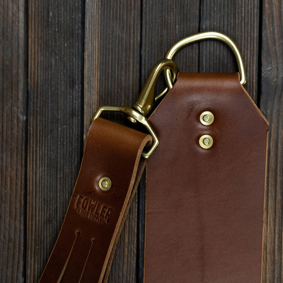 Brown Leather 3 Piece Waterfowl Game Tote Close Up of Natural Brass Hardware